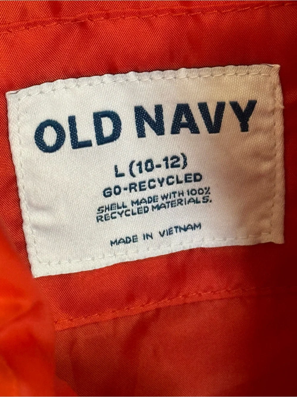 Old Navy Kids Frost-Free Red Orange Puffer Vest Size L (10-12)